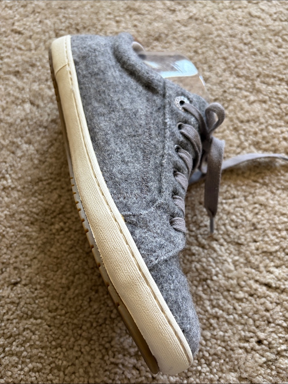 Lace-up Taos Starburst Charcoal Gray Wool Sneakers with Leather Trim Size 8 - Picture 6 of 16
